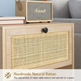 thumbnail image 3 of Brafabhome Rattan Nightstands with Drawer, Modern Bedside Tables with Open Storage Shelf for Bedroom, Accent Sofa End Table with Steel Legs for Living Room, Set of 2 | Nature, 3 of 10