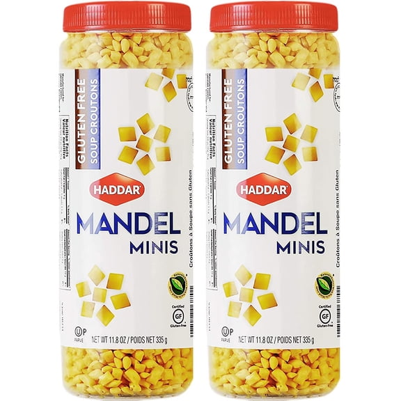 Haddar Gluten Free Mandel Minis Soup & Salad Croutons 11.8oz 2 Pack, All Natural, Zero Sugar, Kosher for Passover
