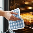 thumbnail image 3 of Blue White Plaid Pot Holders for Kitchen Heatproof Potholder, 3 Pack Gradient Geometric Buffalo Checkered Hot Pads Multipurpose Oven Pads Cloth Potholders Trivet for Cooking Baking, 3 of 8