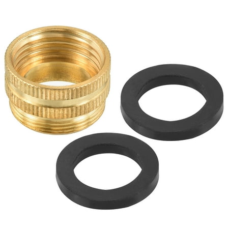 Uxcell M22*1.0 Male to M20*1.75 Female Thread Brass Faucet Adapter Fitting Gold Tone
