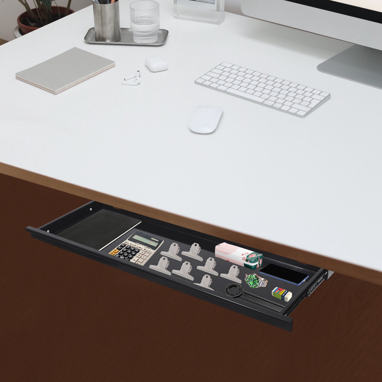 Slide Out Under Desk Keyboard Tray Pull Out Keyboard Drawer Shelf Space Saver