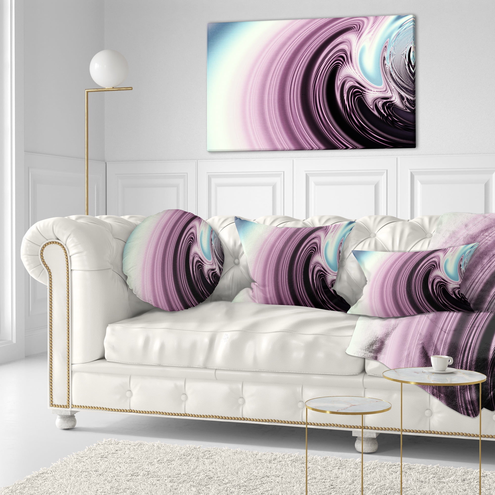 Designart Unique Purple Fractal Art Pattern - Abstract Throw Pillow - 12x20