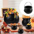 thumbnail image 2 of HCTSHG Halloween Decorations - Witches Cauldron Candy Serving Bowls on Rack, Black Plastic Cauldron with Skeletons for Indoor/Outdoor Home/Kitchen Decoration, 2 of 9