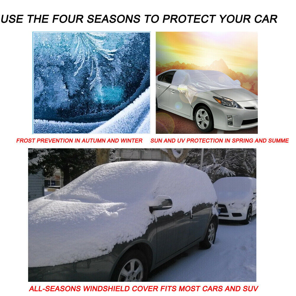 SUV Truck Use 24//7 Fits Most Cars All-Round Ice Frost Rain Cover Protector Car Windshield Snow Cover 600D Large Size Windproof Waterproof Window Snow Ice Shield