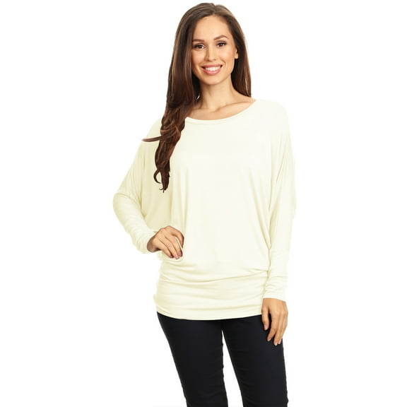 Women's Trendy Style Dolman Long Sleeves Solid Top