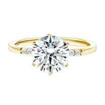 Rosec Jewels Lab Created Diamond Engagement Ring 1 Ct - 6 mm Circle Ring - EF-VS Quality, 10K Yellow Gold, US 4.00