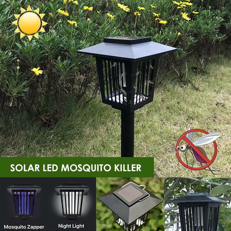 Solar Powered LED Mosquito Fly Bug Insect Zapper Killer Trap Lamp Outdoor Garden 