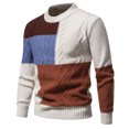 thumbnail image 2 of DHFJKG Men's Jacquard Sweaters Knitted Color Block Crewneck Long Sleeve Outdoor Casual Sweater Pullover Tops Autumn Winter Versatile Jumper Tops, 2 of 8