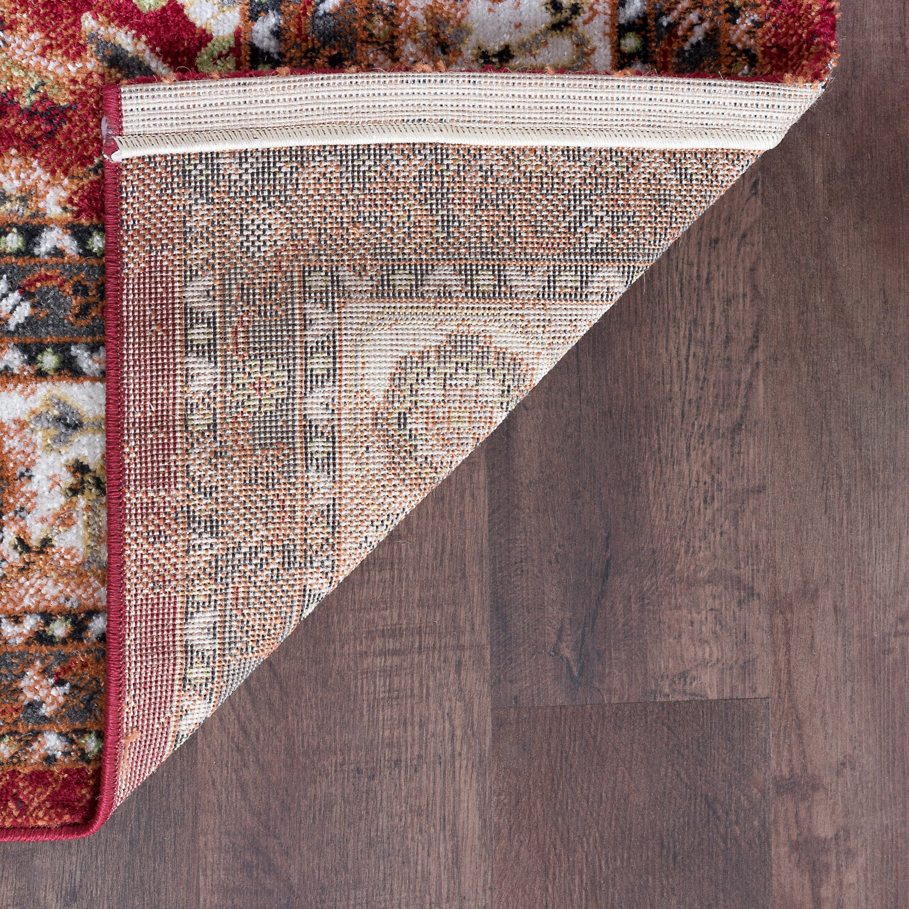 Traditional 2x3 Area Rug (2' x 3') Oriental Red, Cream Indoor Scatter Easy to Clean