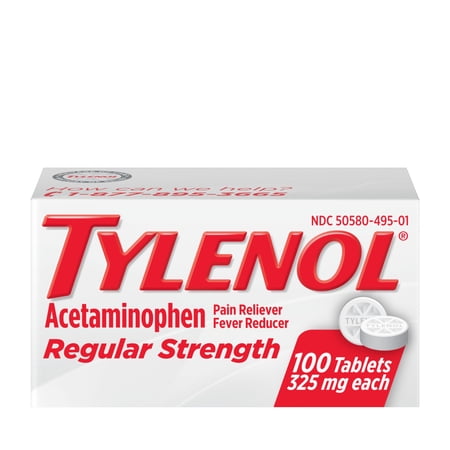Tylenol Regular Strength Pain Relief Tablets with 325mg Acetaminophen, 100 Count