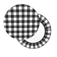 thumbnail image 2 of Bingfone Black White Plaid Padded Round Bar Stool Cover Cushion with Elastic Fabric Round Chair Seat - Black White Plaid, 2 of 7