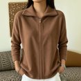 thumbnail image 2 of Sewkxo Women's Lightweight Warm Zip Up Long Sleeve Soft Plush Jacket Casual Faux Fur Lapel Collar Zipper Coat Fall Winter Clothes,Brown XL, 2 of 5