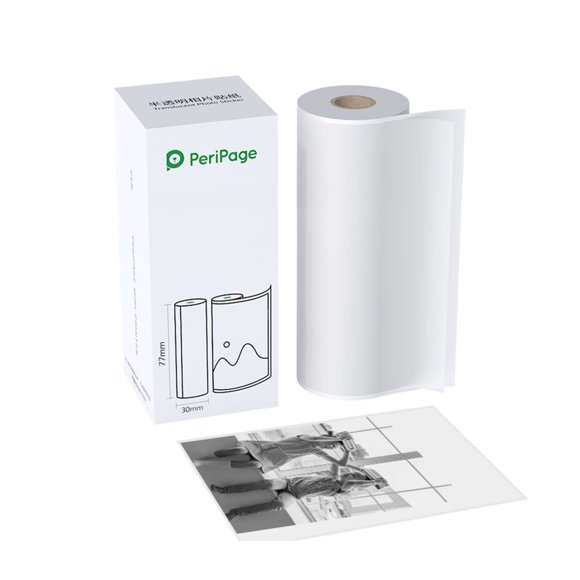 PeriPage 77 x 30mm Autocollant Photo Translucide Sans BPA Adhésif Rouleau de Papier Thermique Papier Adhésif Imperméable Résistant à l'Huile Résistant à la Friction pour A9/A9s/A9 Pro/A9 Max/A9s Max Mini BT Pocket Th