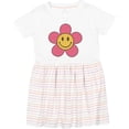 thumbnail image 3 of Inktastic Smiley Face Flower Cute Pink and Yellow Girls Toddler Dress, 3 of 5