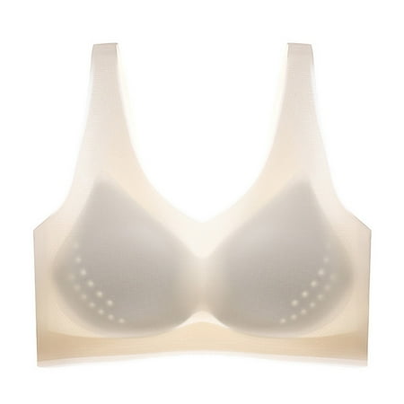 

ZMHEGW Bras for Women Full Coverage Wire-Free Bralettes Solid Print Beige Xxl