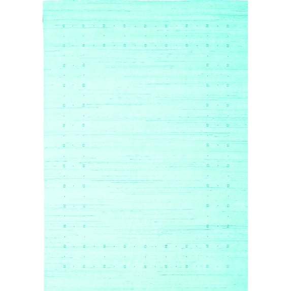 Ahgly Company Machine Washable Indoor Rectangle Solid Turquoise Blue Modern Area Rugs, 5' x 8'