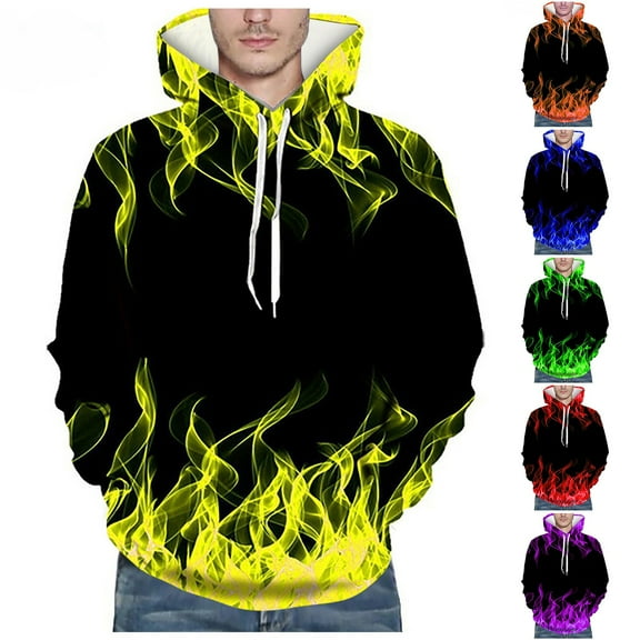 Utoimkio Men's 3D Digital Print Hoodies Pullover Sweatshirts for Men Long Sleeve Crewneck Sweatshirts Casual Loose Pullover Blouse Tops for Men with Pockets