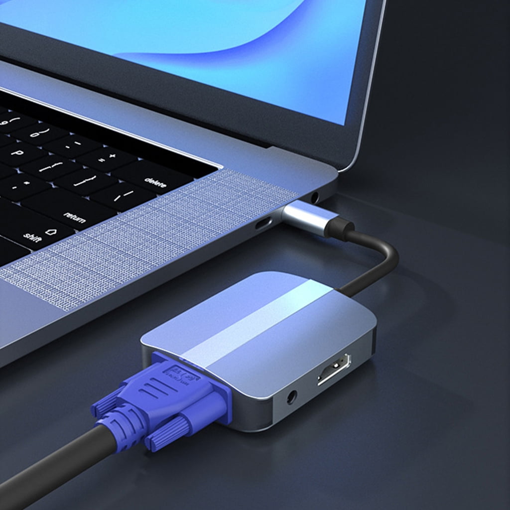 PatungKu 5 in 1 USB C Docking Station Multiport Adapter Multiple Port 3.5mm VGA HDTV