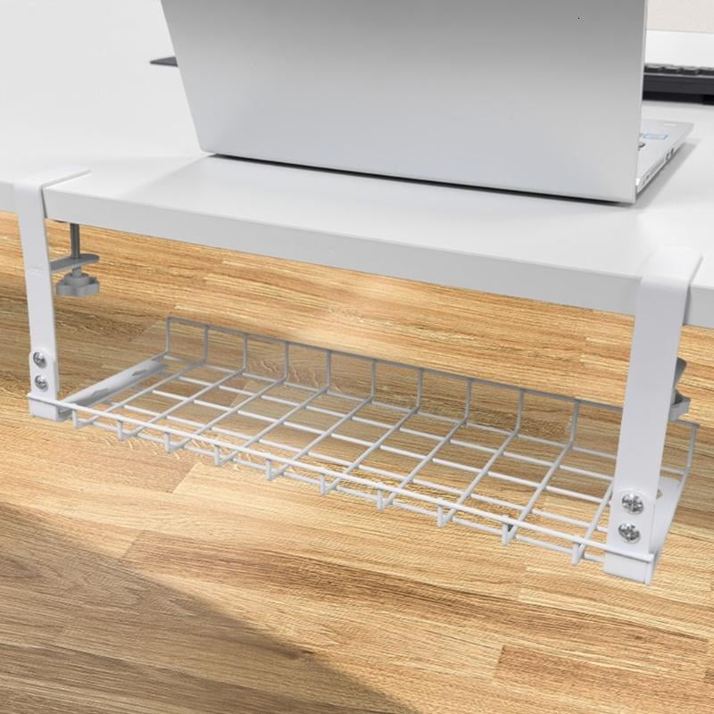 lanema Under Table Storage Rack Metal Cable Management Tray Home Office Desk Wire
