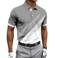 thumbnail image 1 of Men Long Sleeve Golf Shirts Colorblock 3D Geometry Printed Business Casual Work Athletic Button Collared T-Shirts, 1 of 5