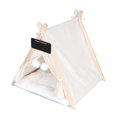 thumbnail image 4 of Tipi para mascotas, cama para tienda de campaña para gatos con cojín, refugio transpirable, semicerrado, casa para perros, nido de invierno beige, 4 of 10