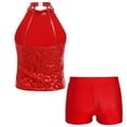 thumbnail image 2 of Alvivi Kids Girls Sleeveless Sparkly Sequin Dance Tops with Shorts Set for Gymnastics Sports Red 10, 2 of 7
