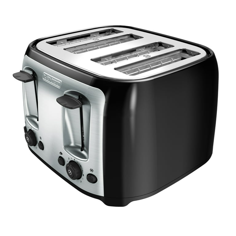 BLACK+DECKER 4-Slice Toaster with Extra-Wide Slots, Black/Silver, TR1478BD  