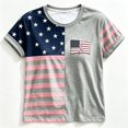 thumbnail image 4 of Women's Casual Breast Cancer Awareness T-Shirt, Pink Ribbon American Flag Graphic Tee, Women's Crew Neck Short Sleeve Printed T-Shirt for Daily Wear, October Campaign Support Grey M, 4 of 4