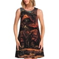 thumbnail image 1 of Balery Dark Skull King Throne Vestidos de verano para mujer con estampado: vestido holgado sin mangas, vestido playero informal y cómodo para días calurosos., 1 of 7