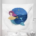 thumbnail image 1 of Fantasy Tapestry, Hand Drawn Style Mermaid Holding a Fish on Backdrop with Seascape at Night Time, Fabric Wall Hanging Decor for Bedroom Living Room Dorm, 5 Sizes, Multicolor, by Ambesonne, 1 of 1