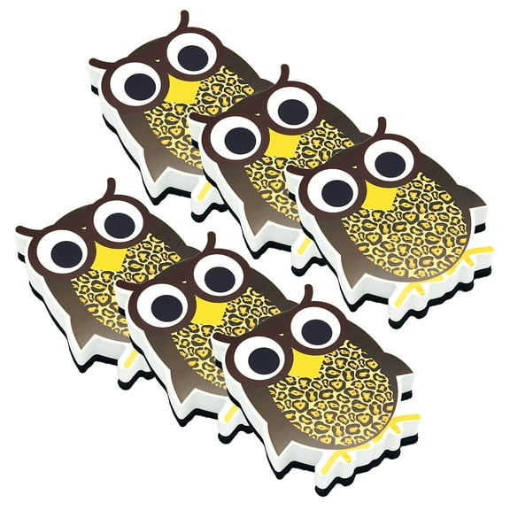 Ashley Productions Magnetic Whiteboard Eraser, Wise Owl, Pack of 6
