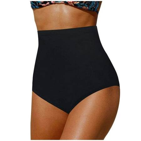 Hessimy Women s High Waisted Swimsuit Bikini Bottoms Tummy Control Tankini Bottoms Swim Shorts Plus Size(Black XL)