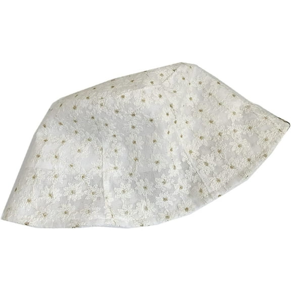CoCopeaunts Woman Bucket Hat Elegant Flower Embroidery Foldable Bucket Caps Vacation Sun Protection Summer Quick Dry Basin Hat