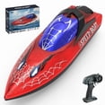 thumbnail image 4 of JoyStone RC Boat for Pools and Lakes, 2.4G Remote Control Boat with LED Lights, Racing Boats for Kids & Adults with 2 Rechargeable Battery, Gifts for Boys Girls (Red), 4 of 11