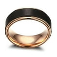 thumbnail image 3 of Wedding Ring For Men. 8mm Rose Gold Tungsten Wedding Band w Matte Black Top, 3 of 5