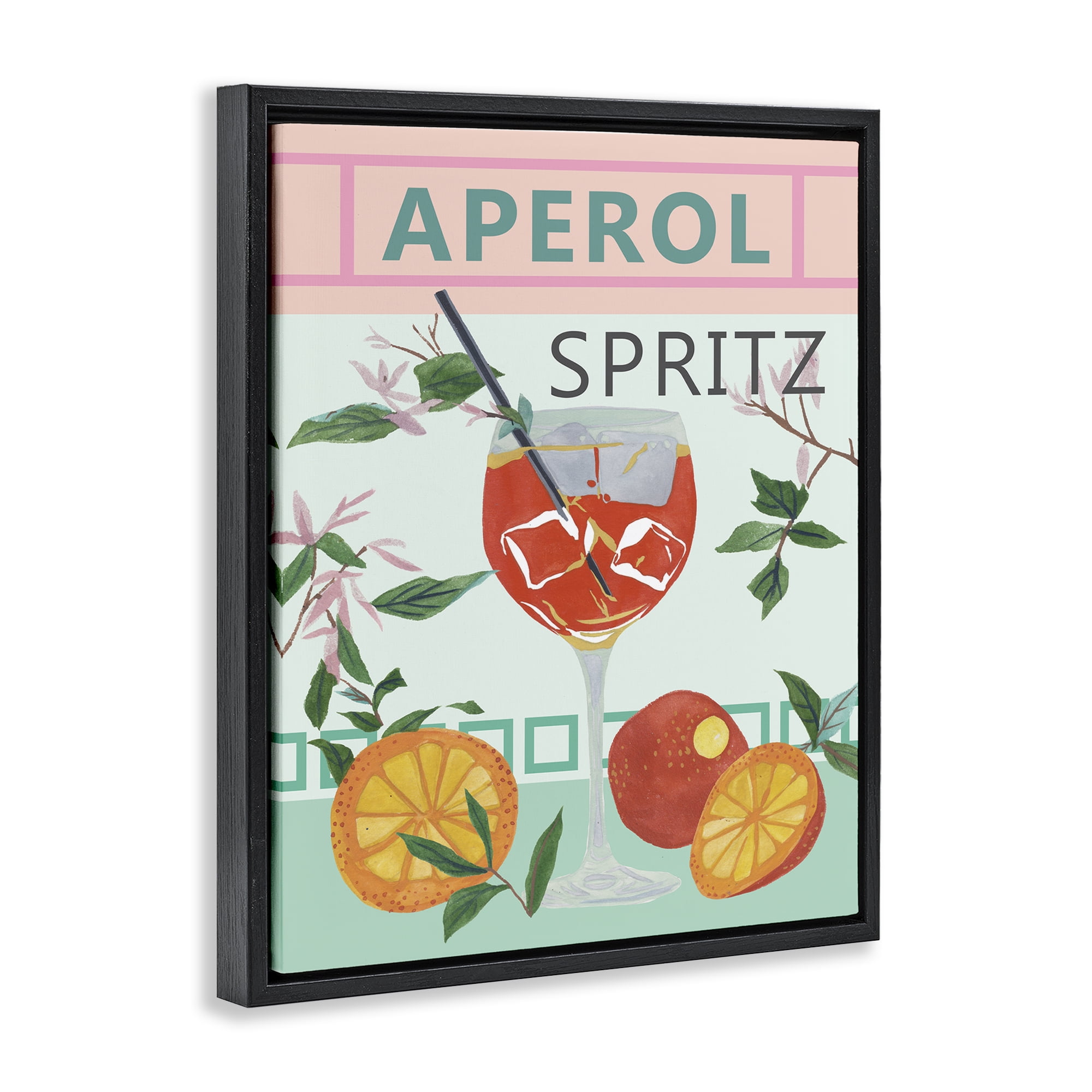 Stupell Industries Aperol Tropical Cocktail Food & Beverage Painting Black Floater Framed Canvas Art Print Wall Art, 25 x 31