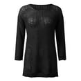 thumbnail image 4 of Mifelio Womens Tops Women's Summer Crochet Hollow Out Long Sleeve Beach Bikini Swimsuit Mesh Cover Up Tunic Top Going Out Tops for Women Black One Size, 4 of 8
