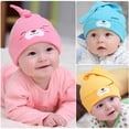 thumbnail image 1 of Gorro de dormir anudado cálido para bebé de 3 piezas, azul, rosa, amarillo, talla única JAMW Sencillez, 1 of 4