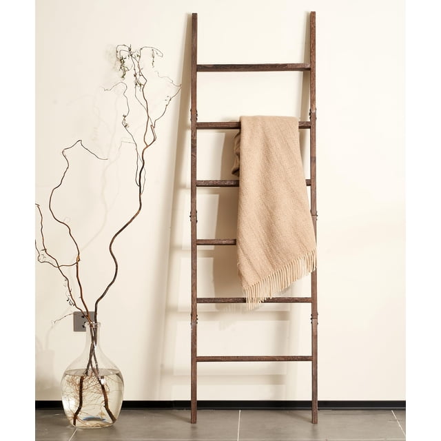 Manta Ladder Blossome de madera decorativa de 6 niveles, color marrón lavado