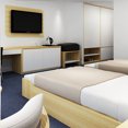 thumbnail image 2 of Juego de cama individual moderno para habitaciones de hoteles y apartamentos, diseños de muebles de madera con tamaño King Queen y doble, 2 of 3