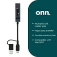 onn. MultiPort USB Hub with SD and microSD Card Reader