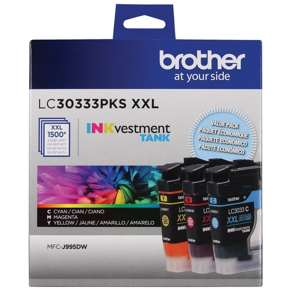 Brother Genuine LC30333PKS 3-Pack, Super High-yield INKvestment Tank Printer Ink Cartridges