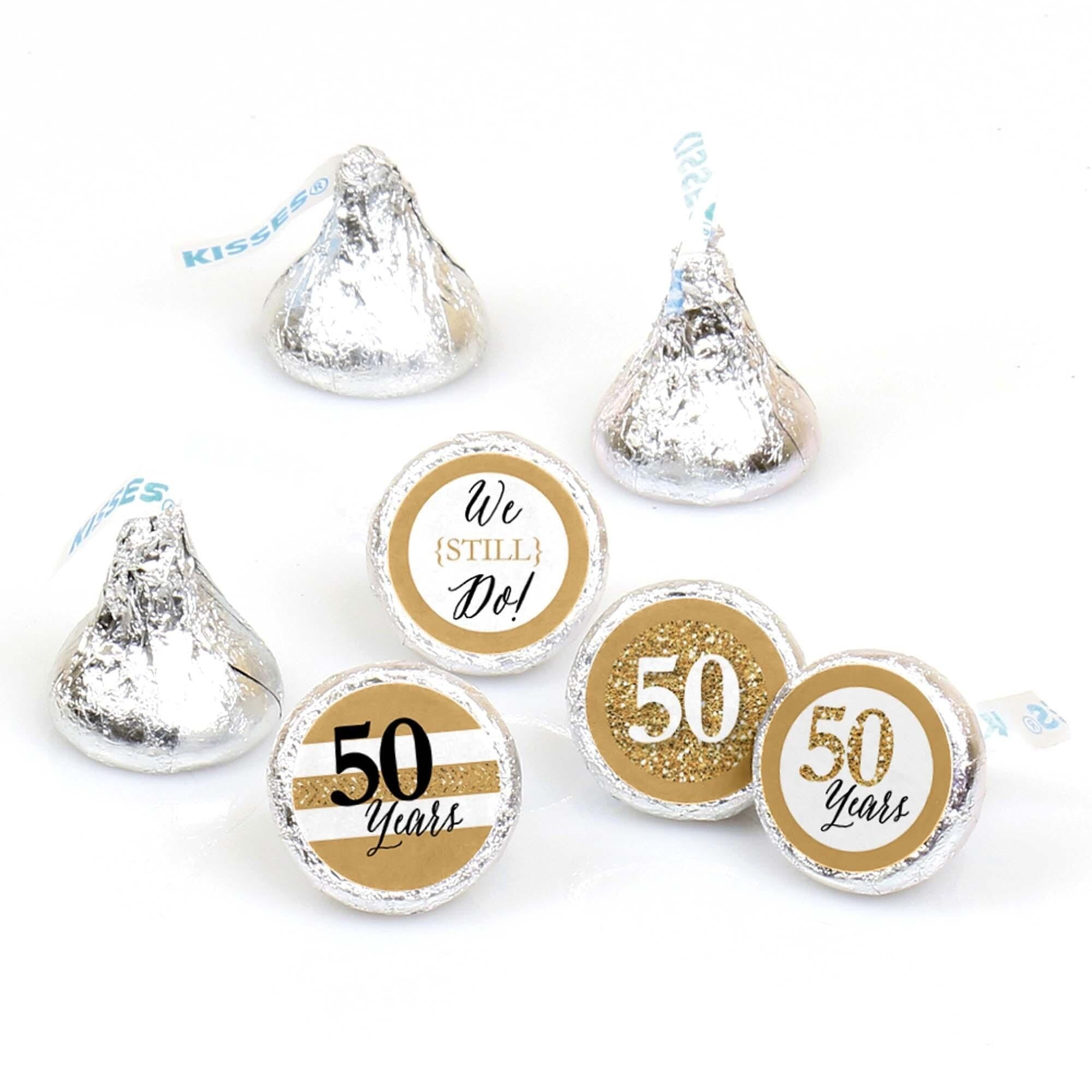 Big Dot of Happiness We Still Do - 50th Wedding Anniversary - Party Round Candy Sticker Favors - Labels Fit Hershey‘s Kisses (1 Sheet of 108)