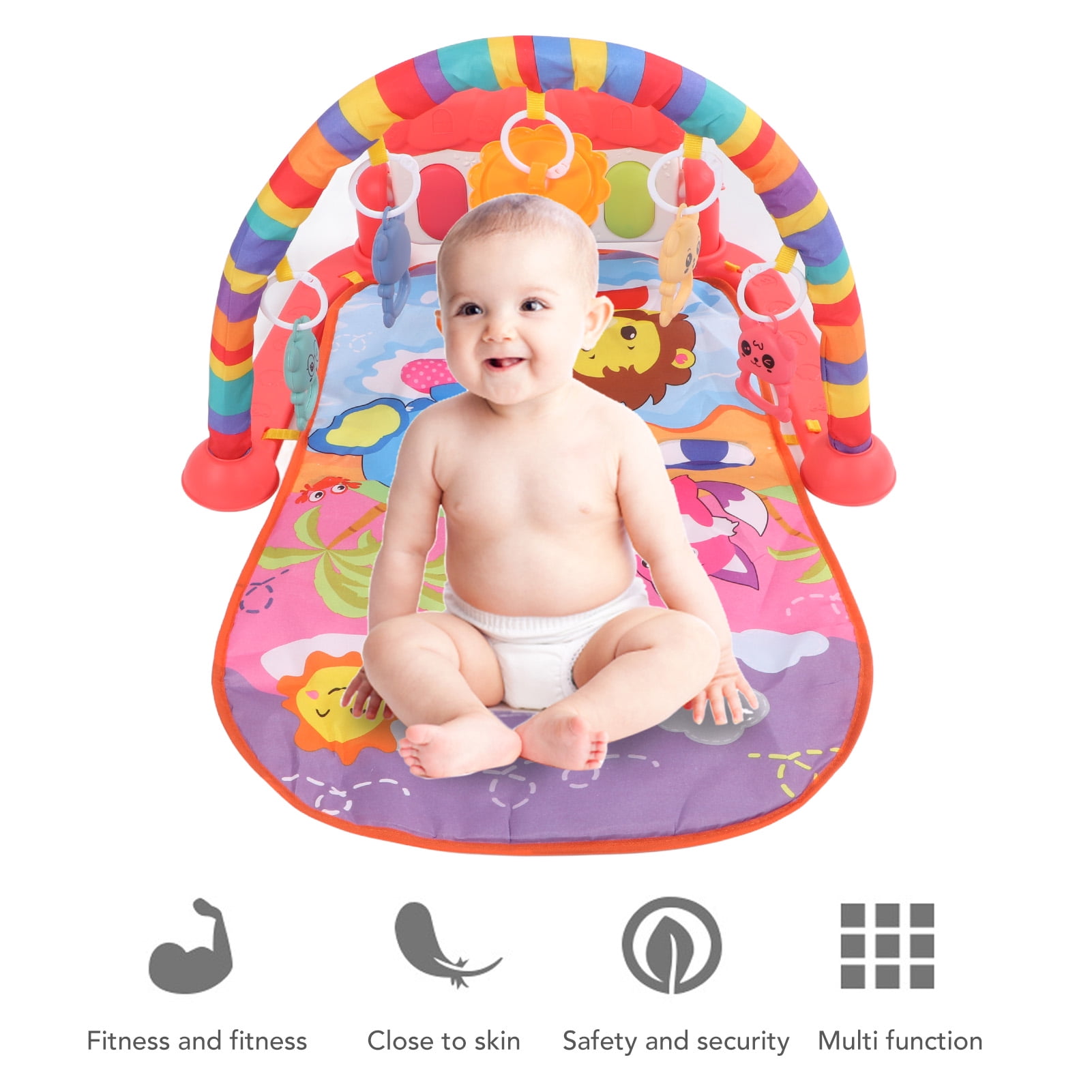 Riousery Baby Gym Playmat Piano Improve Motor Skill Sensory Stimulation Learning Light Musical Kick Play Piano Mat Red (13.78 inches / 35 cm)