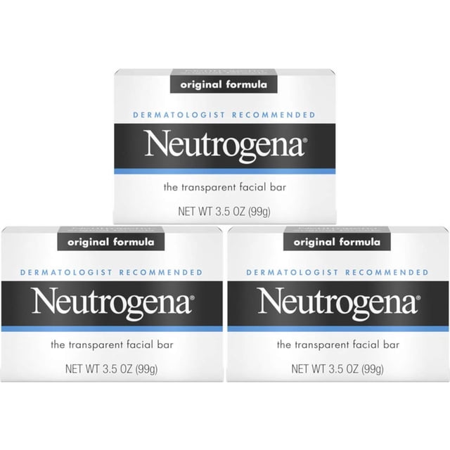 Barra limpiadora facial Neutrogena Transparent Original, 105 ml, paquete de 3