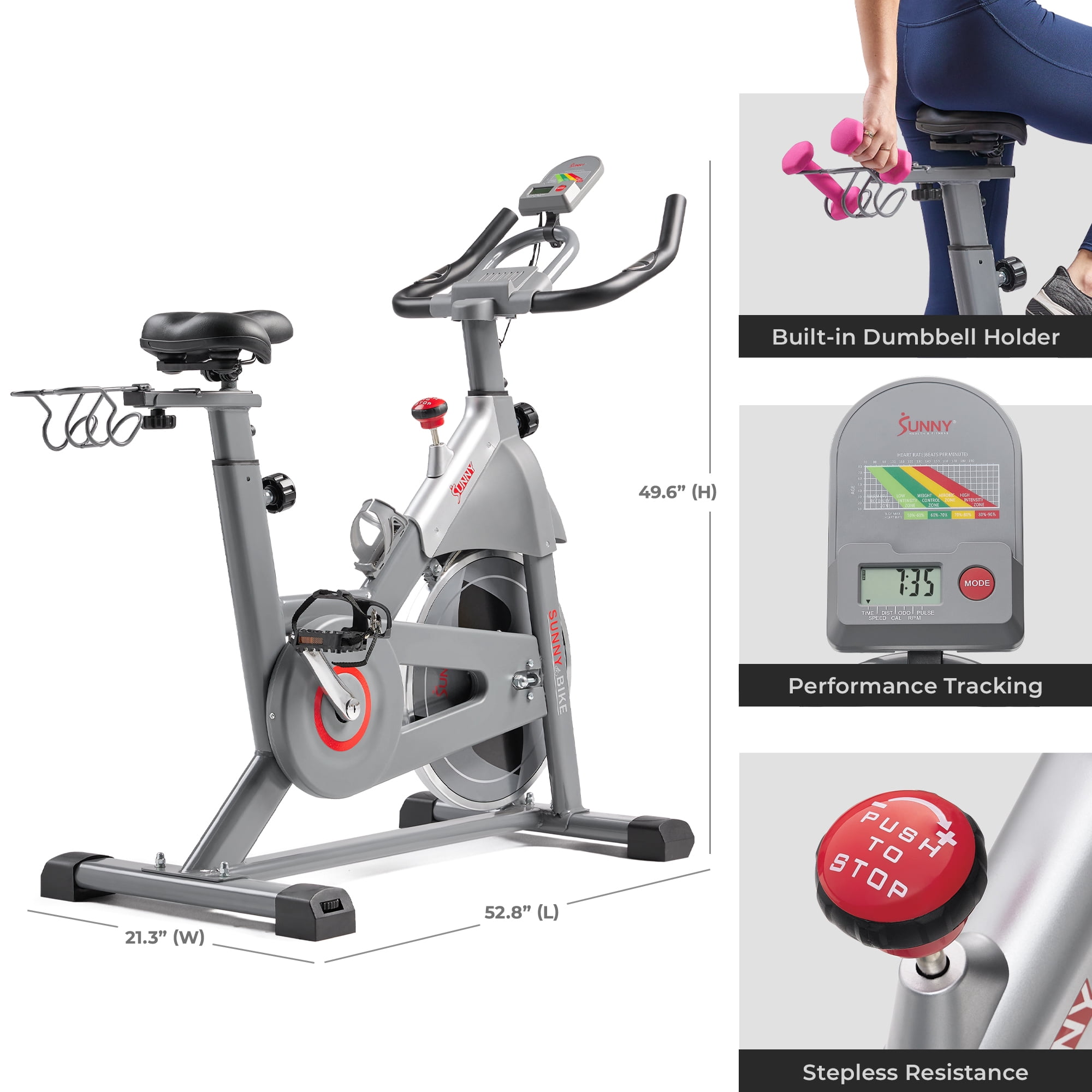 Sunny Health & Fitness Indoor Cycling Bike with FREE SunnyFit® App
