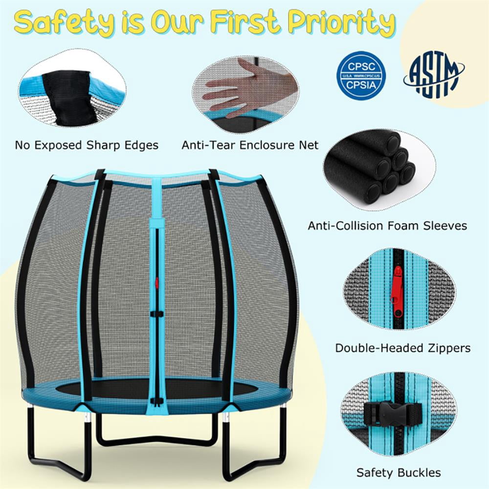 Topcobe 55 Inch Trampoline for Kids Toddler Mini Trampoline with Safety Enclosure Net, Kid's Toys for Indoor Outdoor, Ideal Gift for Toddlers-Blue