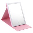 thumbnail image 1 of Vanity Mirror Tabletop Foldable 3 Light Modes Portable Pink 25x18cm 1Pcs, 1 of 3