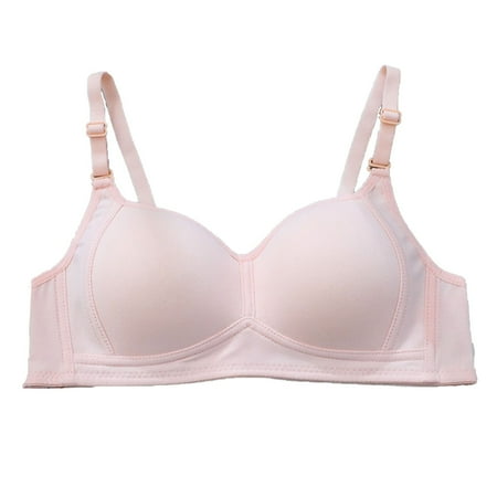 SMihono Big Girls Cotton Training Bras Wireless Light Padded A Cup Sports Bra Thin Style Small Chest Push Up No Steel Ring Underwear Bra Pink S
