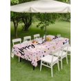 thumbnail image 3 of Outdoor Tablecloth with Umbrella Hole and Zipper, Happy Birthday Rectangle Table Cloth 54x80 Inch Waterproof Tablecloth, Pink Modern Abstract Art Picnic Table Cover for Patio Camping, 3 of 7